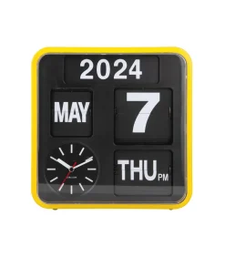 Wandklok Mini Flip - Okergeel - 10x24x24cm