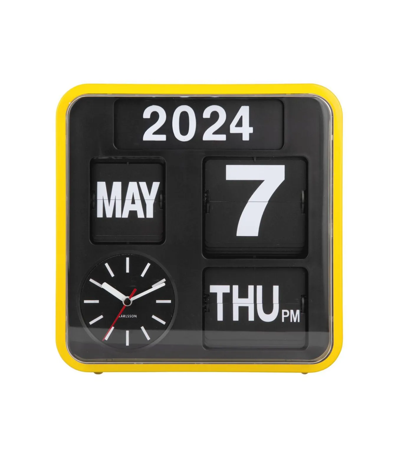 Wandklok Mini Flip - Okergeel - 10x24x24cm