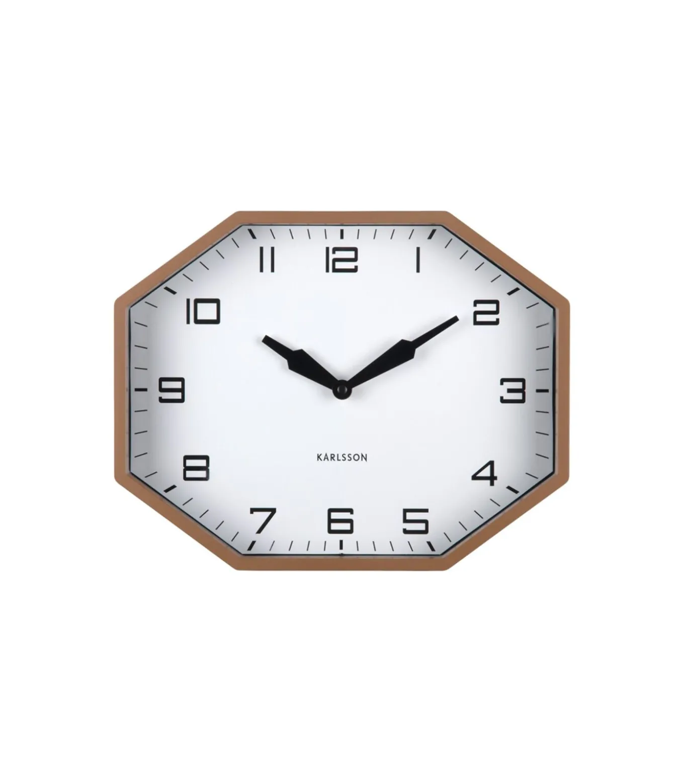 Wandklok Modern Factory Octagon - Bruin - 32x32x26cm