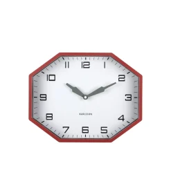 Wandklok Modern Factory Octagon - Rood - 32x32x26cm