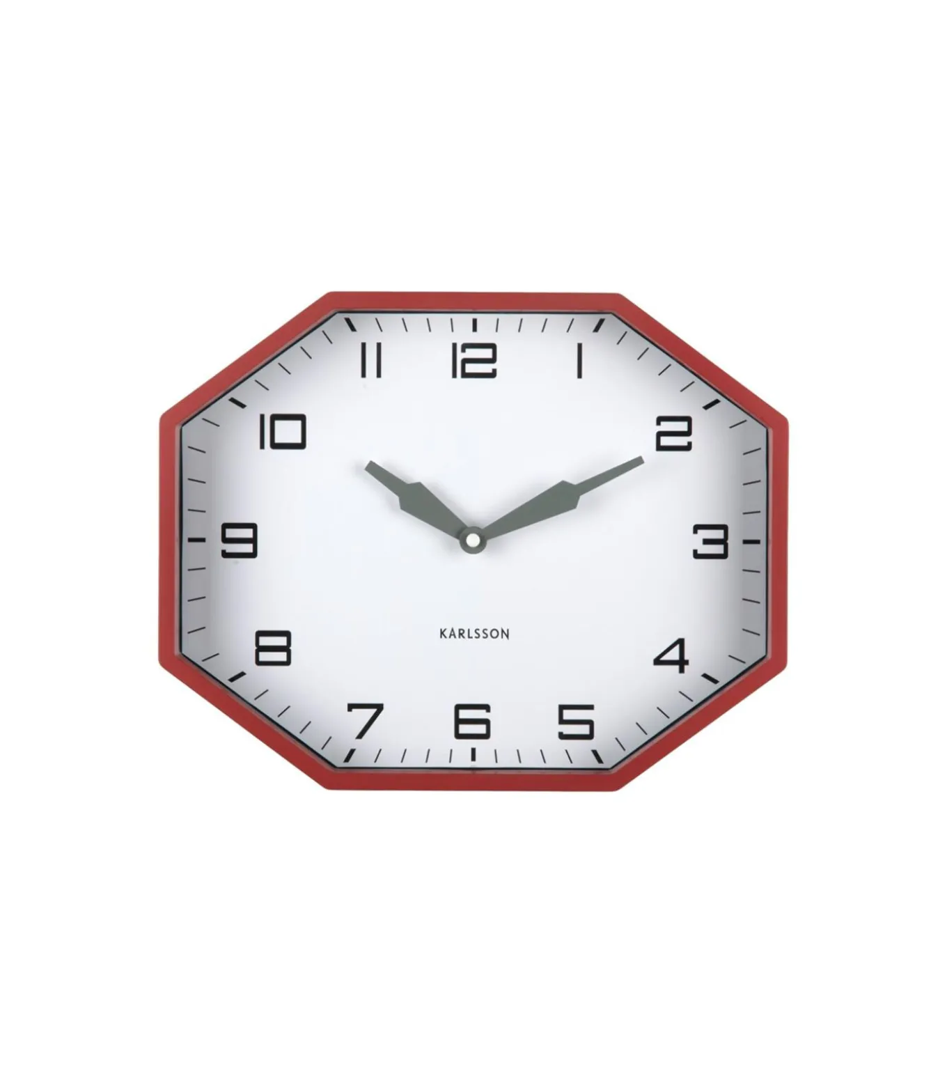 Wandklok Modern Factory Octagon - Rood - 32x32x26cm