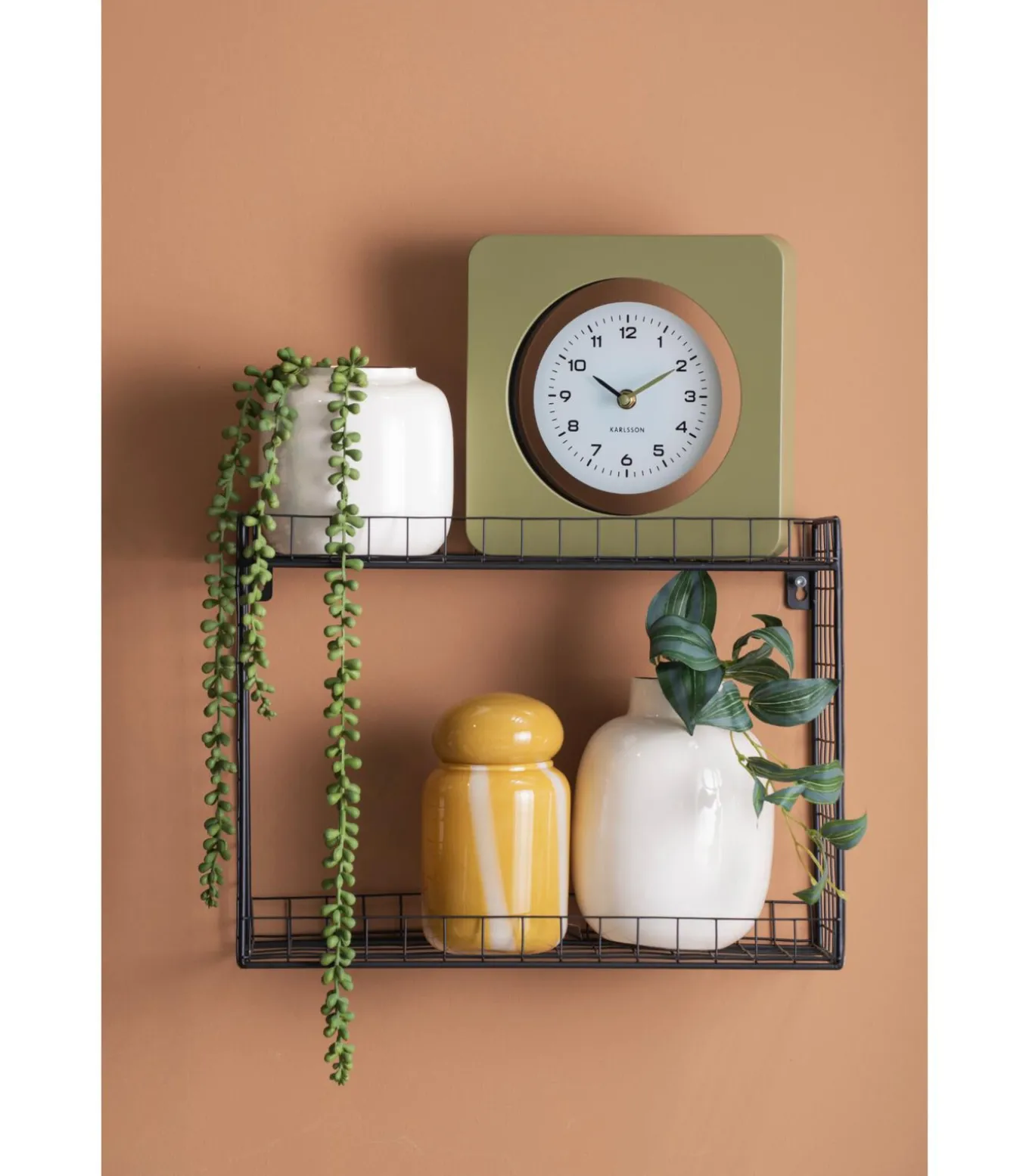 Wandklok New Vintage - Legergroen - 4.4x22x22cm