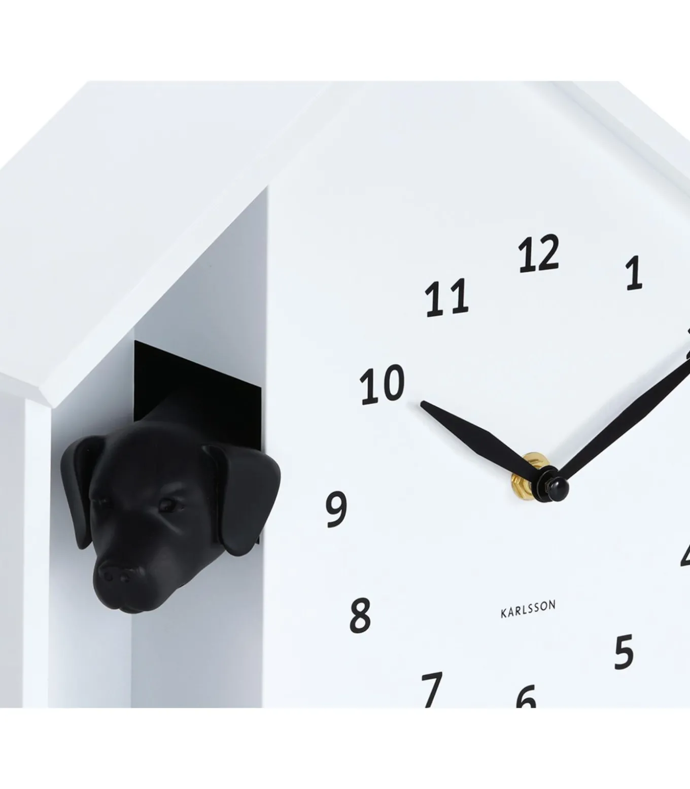 Wandklok Peeking Doggy - Wit - 24.9x24.9x27cm