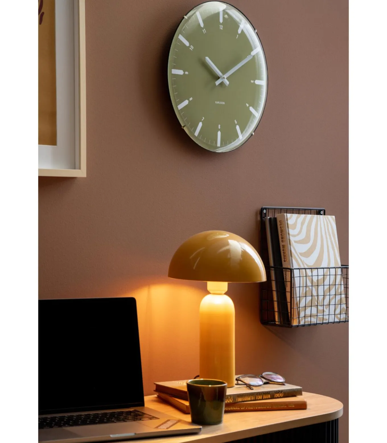 Wandklok Realista Dome - Groen - 35x35x35cm