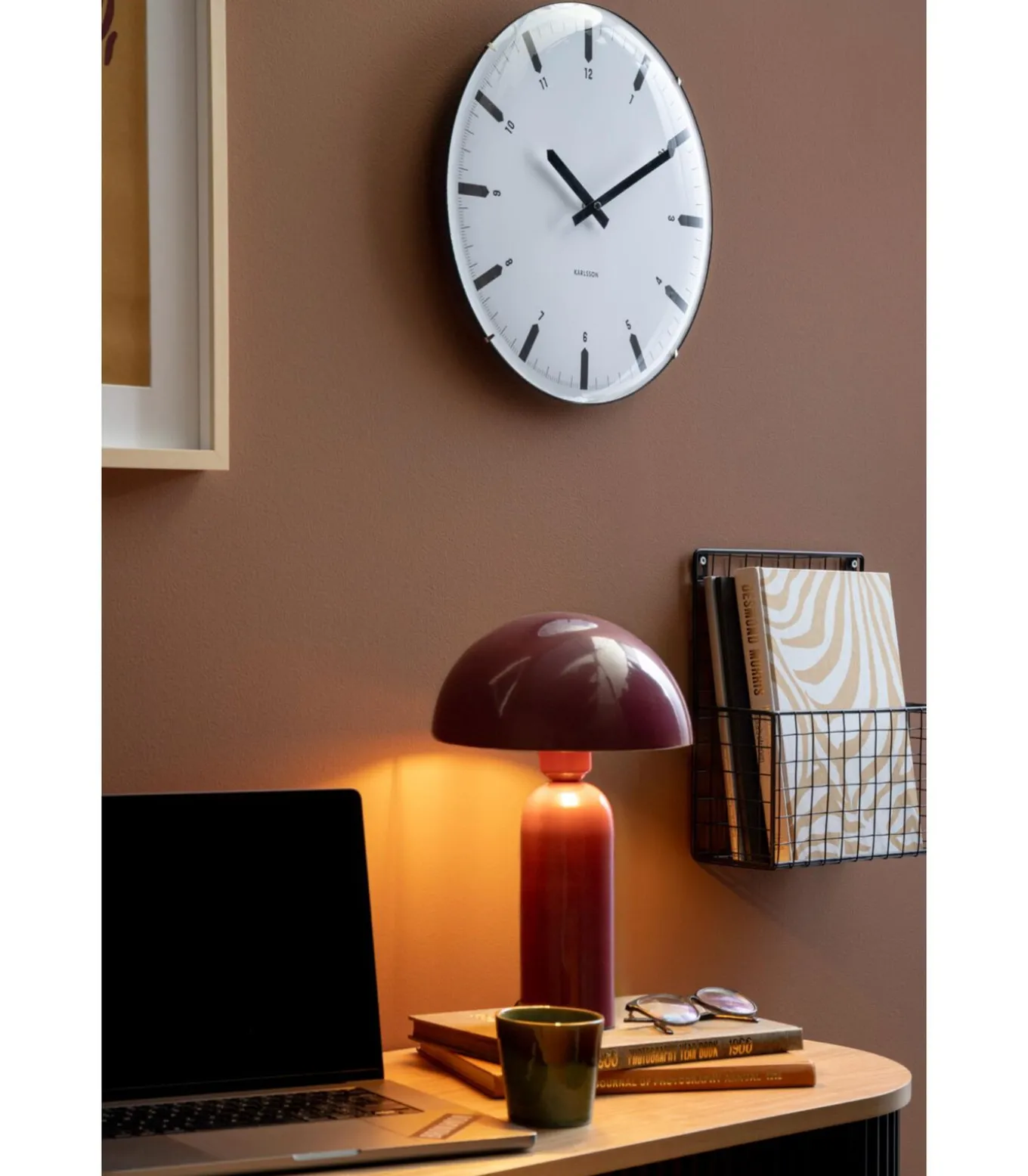 Wandklok Realista Dome - Wit - 35x35x35cm