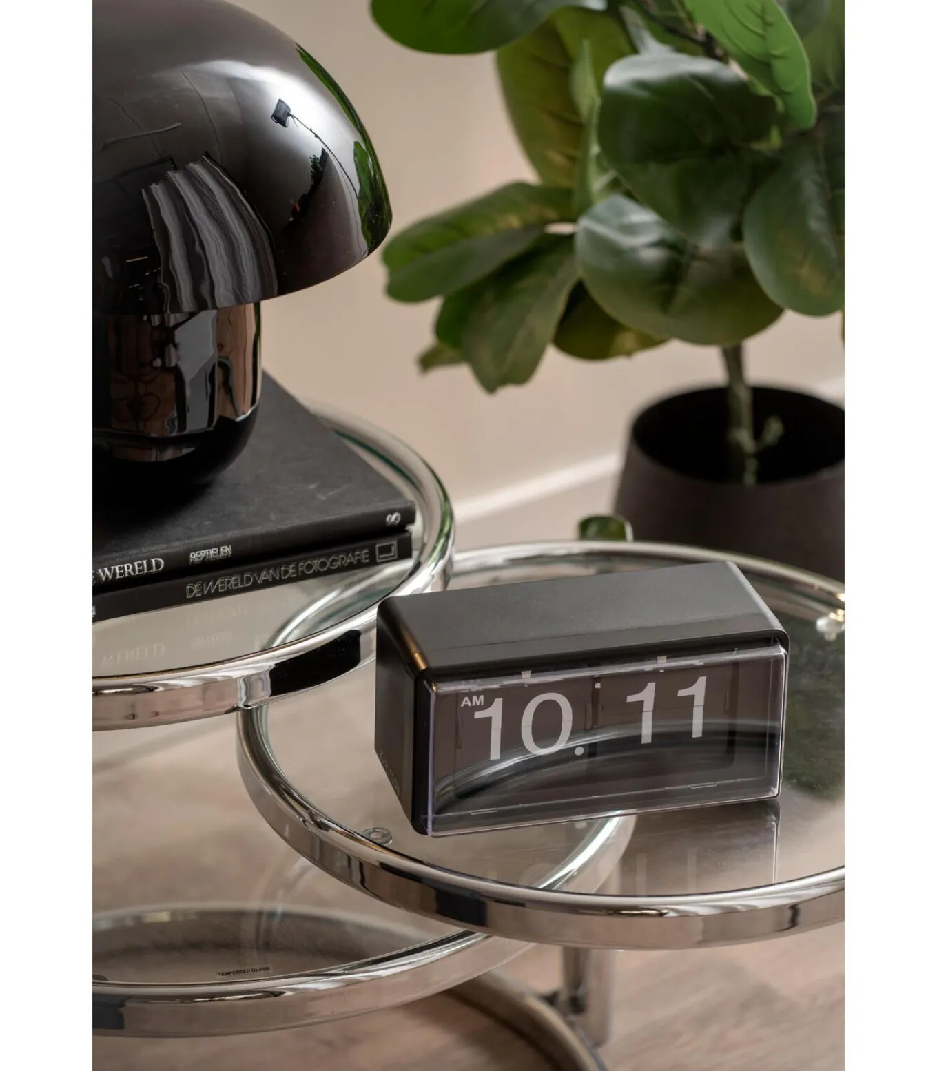 Wandklok Retro Boxed Flip - Mat zwart - 20x10x10cm