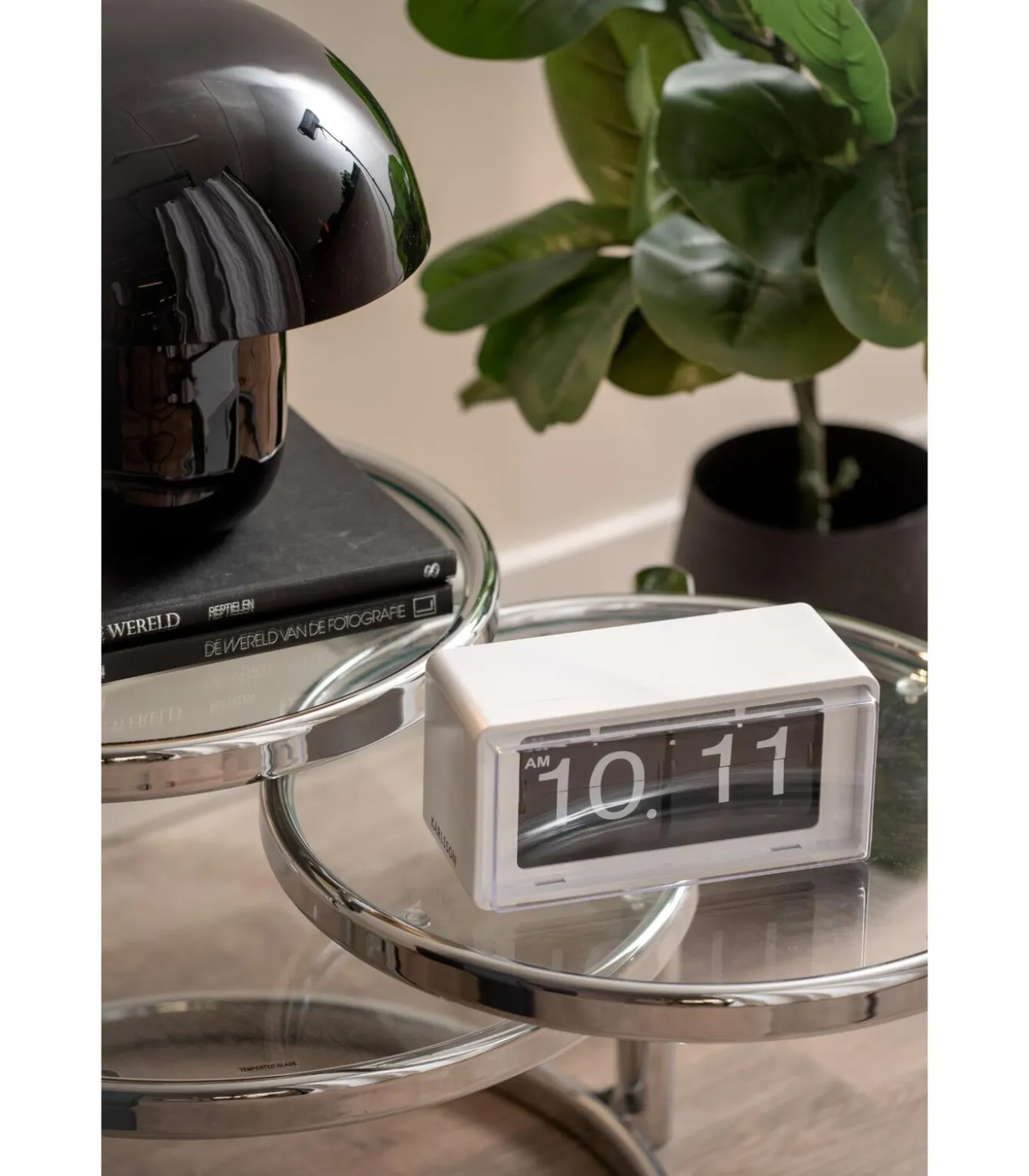 Wandklok Retro Boxed Flip - Mat wit - 20x10x10cm