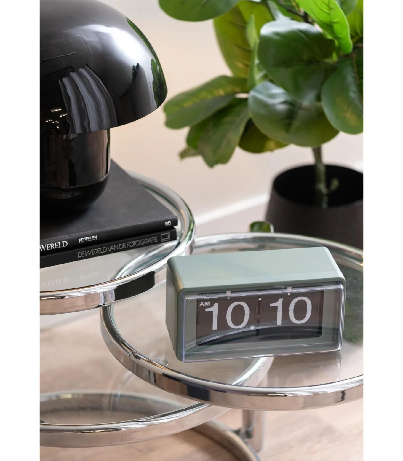 Wandklok Retro Boxed Flip - Jungle groen - 20x10x10cm