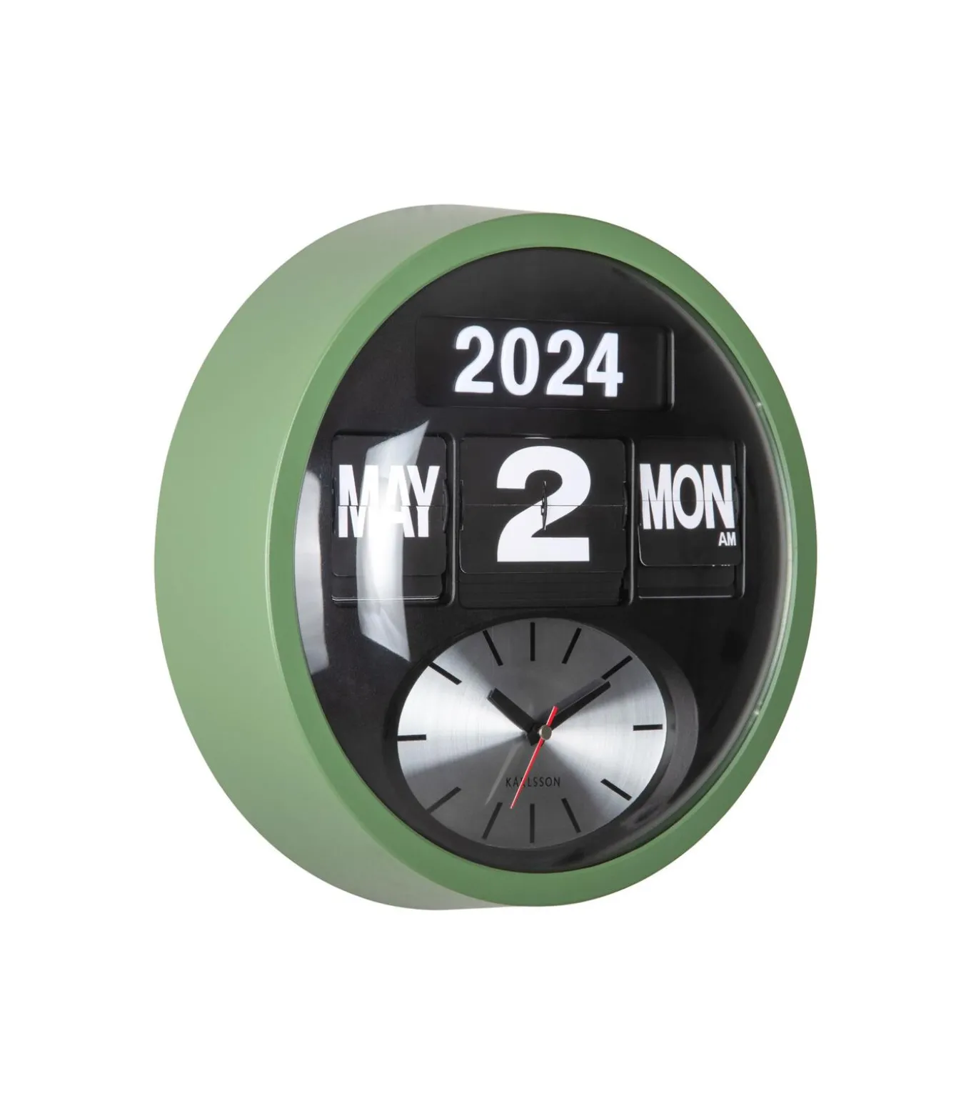 Wandklok Round Flip - Jungle groen - 11x32.6x32.6cm