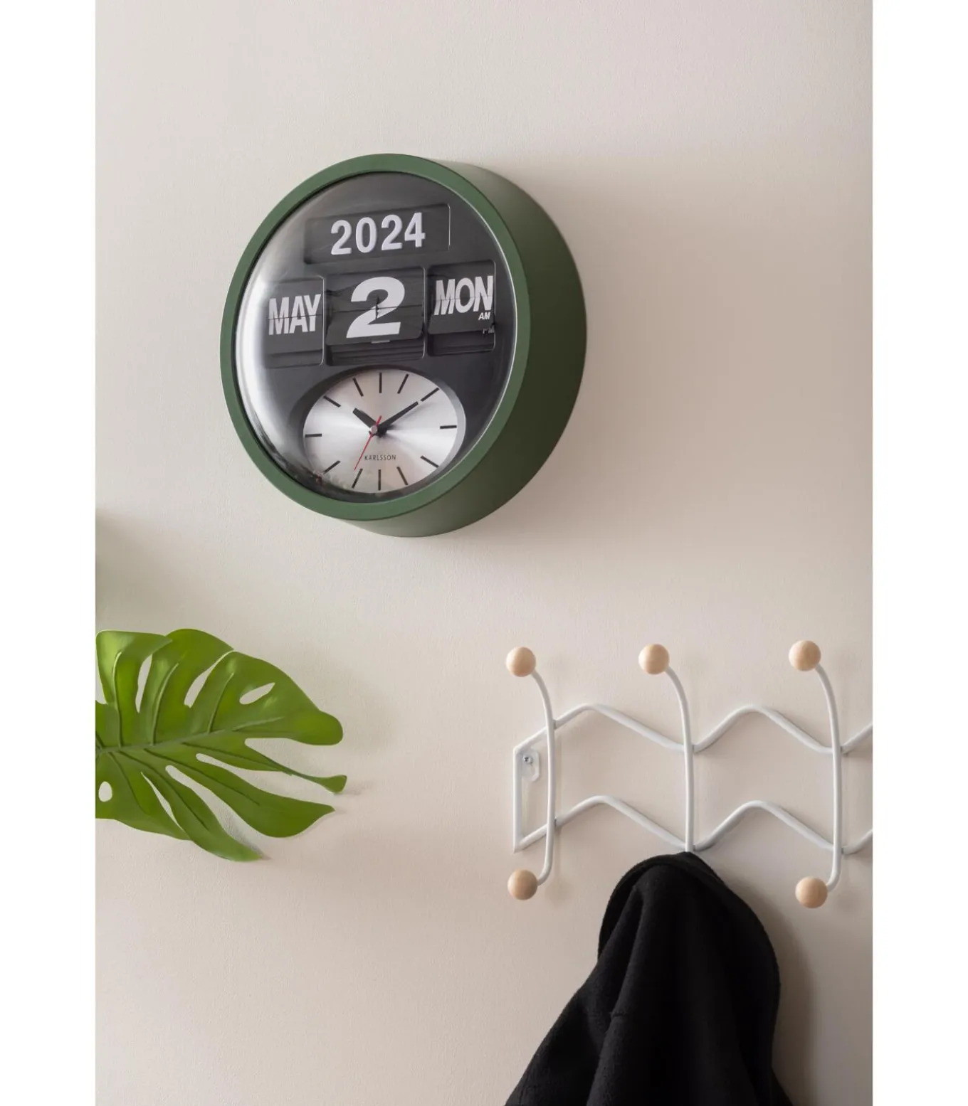 Wandklok Round Flip - Jungle groen - 11x32.6x32.6cm