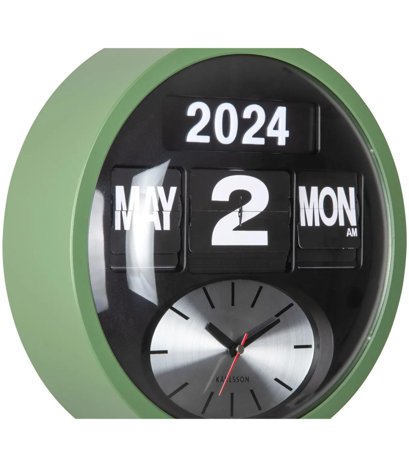 Wandklok Round Flip - Jungle groen - 11x32.6x32.6cm