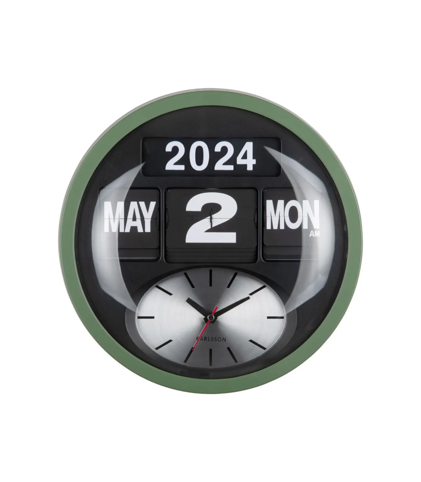 Wandklok Round Flip - Jungle groen - 11x32.6x32.6cm