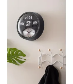 Wandklok Round Flip - Mat zwart - 11x32.6x32.6cm