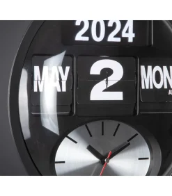 Wandklok Round Flip - Mat zwart - 11x32.6x32.6cm