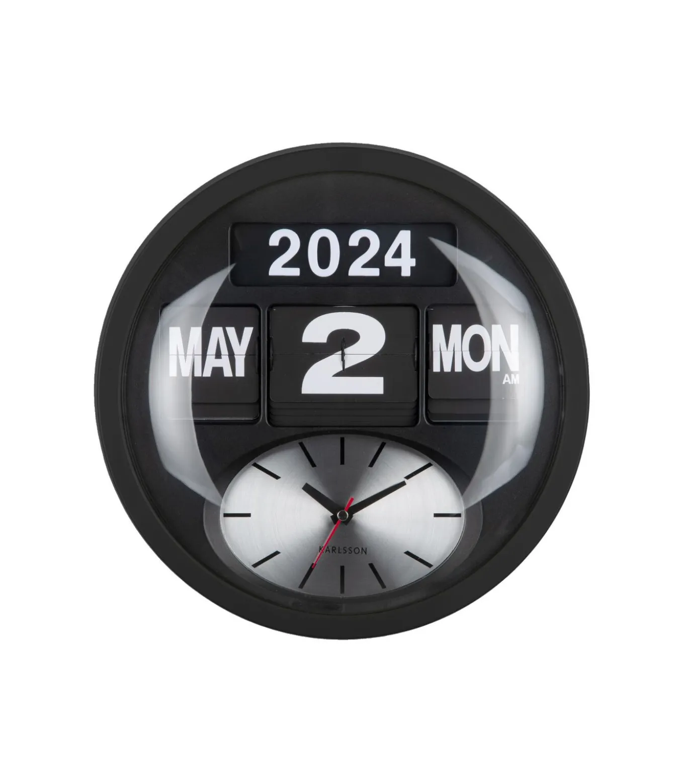 Wandklok Round Flip - Mat zwart - 11x32.6x32.6cm