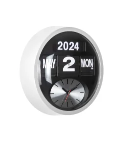 Wandklok Round Flip - Wit - 11x32.6x32.6cm