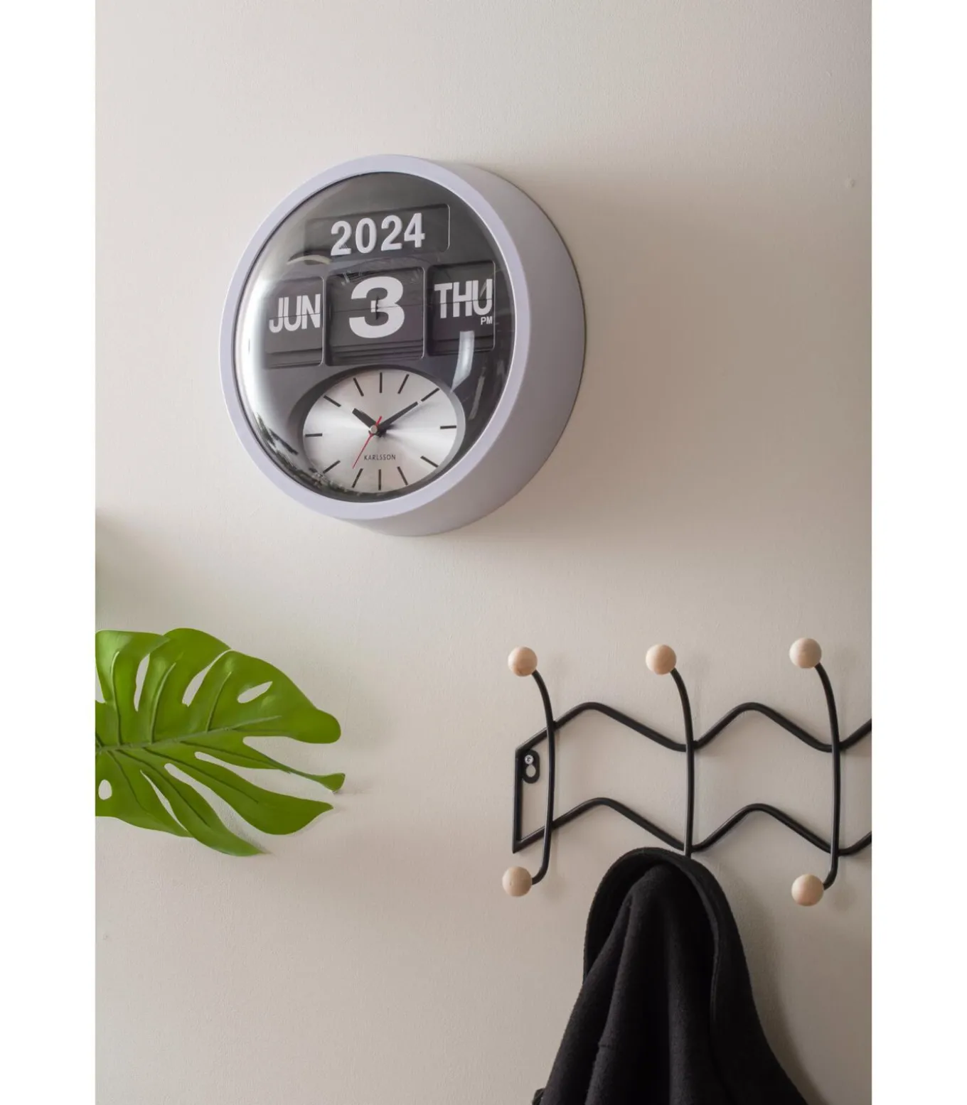 Wandklok Round Flip - Wit - 11x32.6x32.6cm