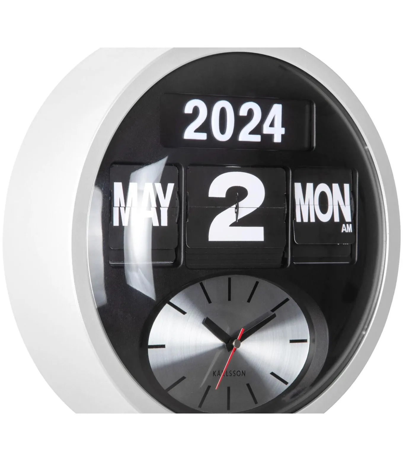 Wandklok Round Flip - Wit - 11x32.6x32.6cm