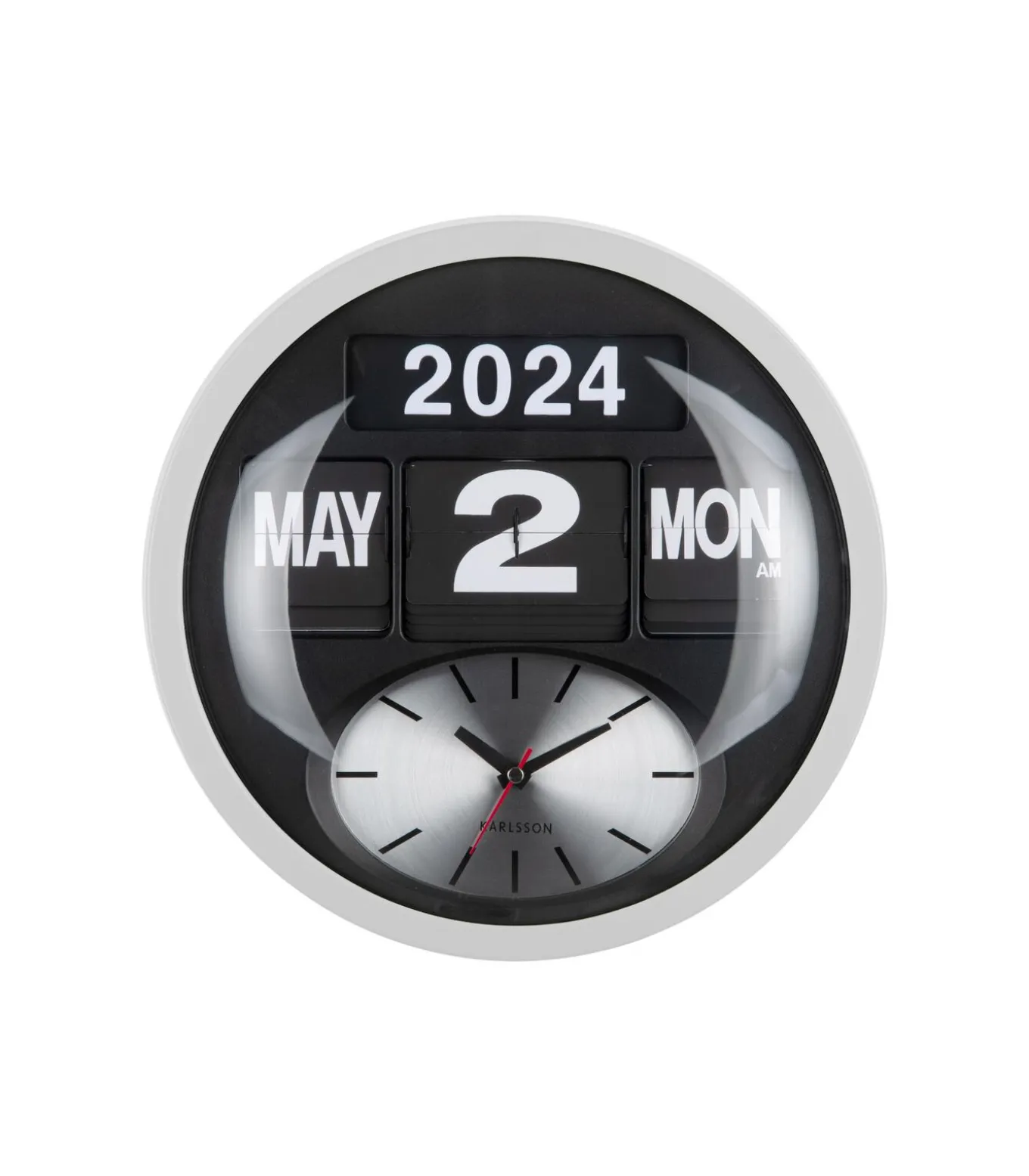 Wandklok Round Flip - Wit - 11x32.6x32.6cm