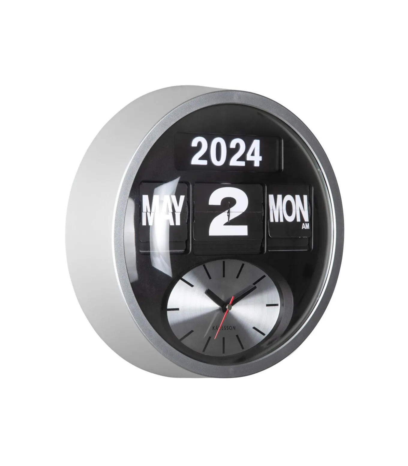 Wandklok Round Flip - Zilver - 11x32.6x32.6cm