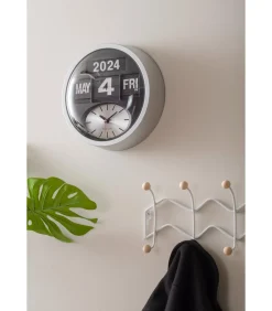 Wandklok Round Flip - Zilver - 11x32.6x32.6cm