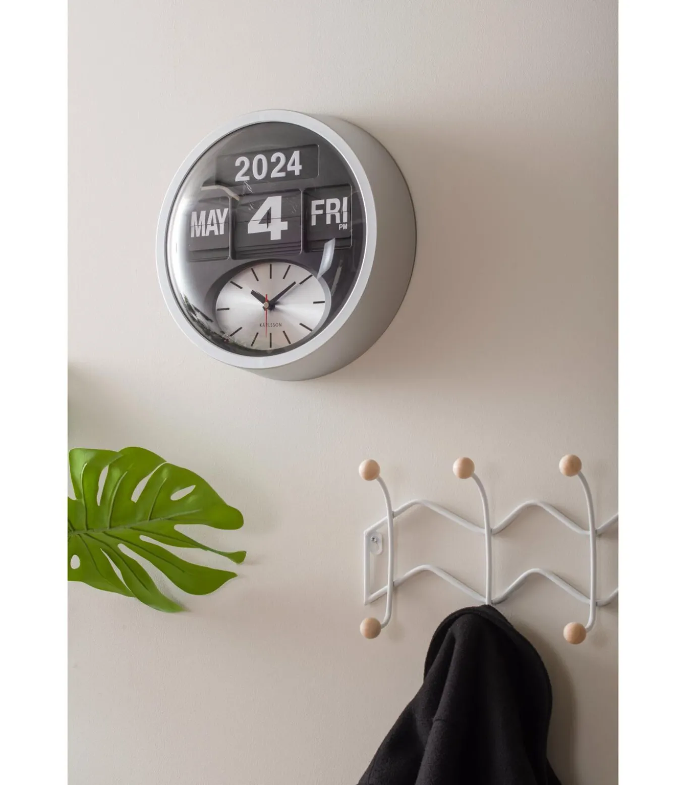 Wandklok Round Flip - Zilver - 11x32.6x32.6cm