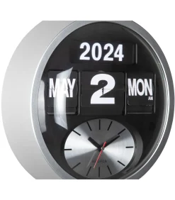 Wandklok Round Flip - Zilver - 11x32.6x32.6cm