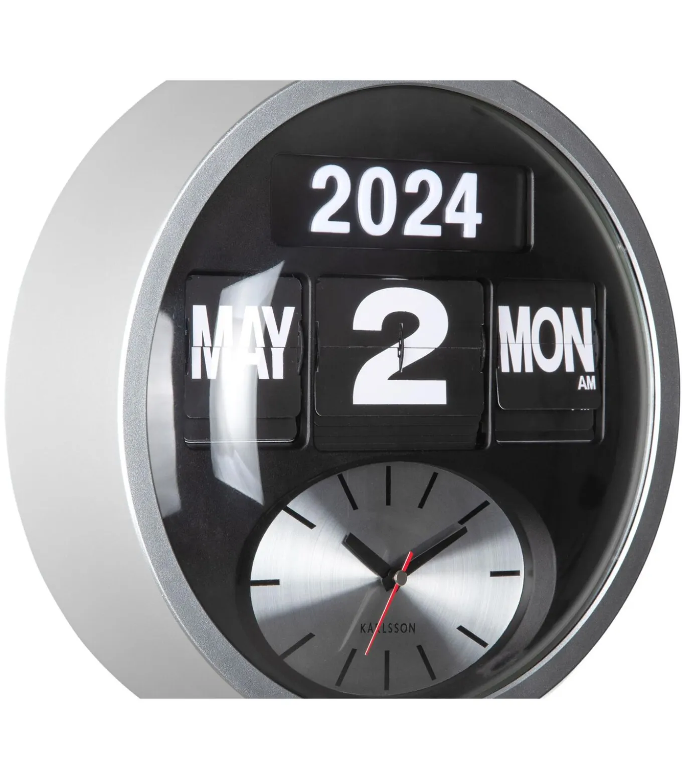 Wandklok Round Flip - Zilver - 11x32.6x32.6cm