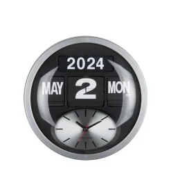 Wandklok Round Flip - Zilver - 11x32.6x32.6cm