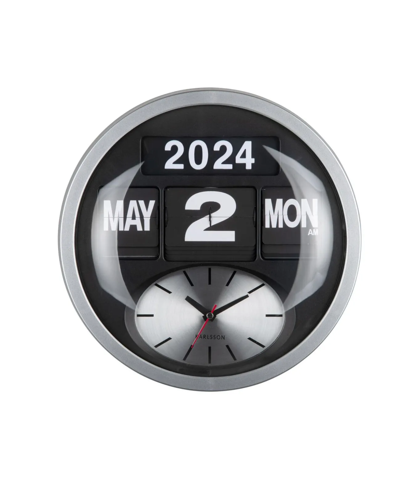 Wandklok Round Flip - Zilver - 11x32.6x32.6cm