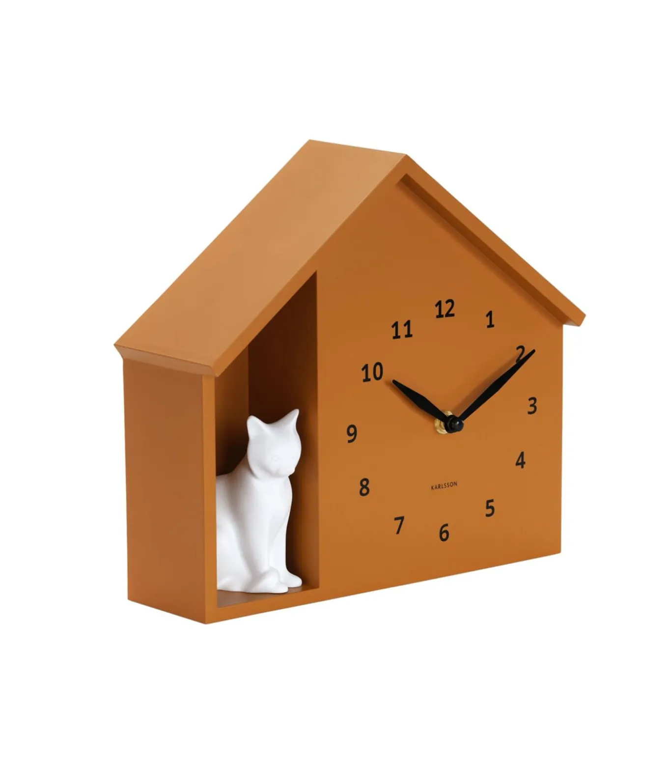 Wandklok Siting Cat - Geel - 24.9x24.9x27cm