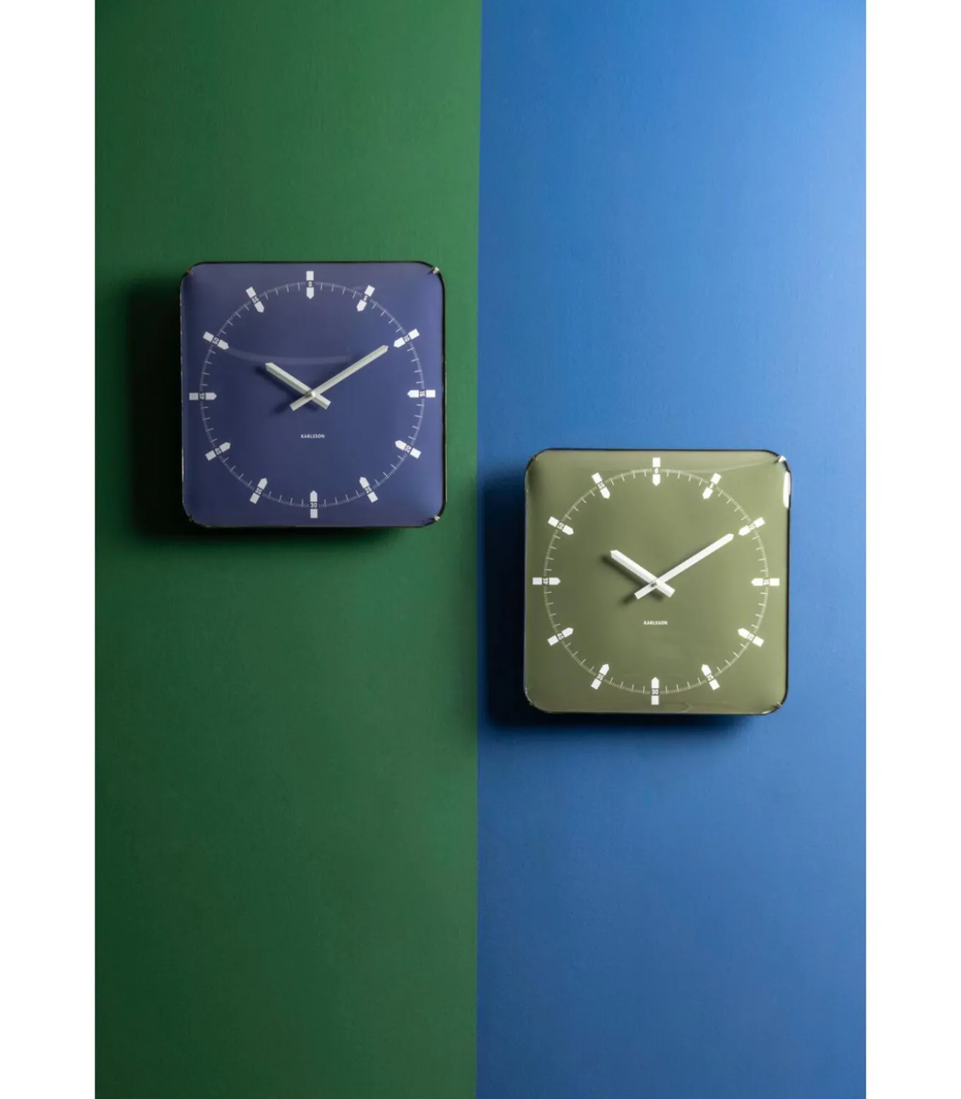 Wandklok Sucinto Dome Square - Groen - 35x35x35cm