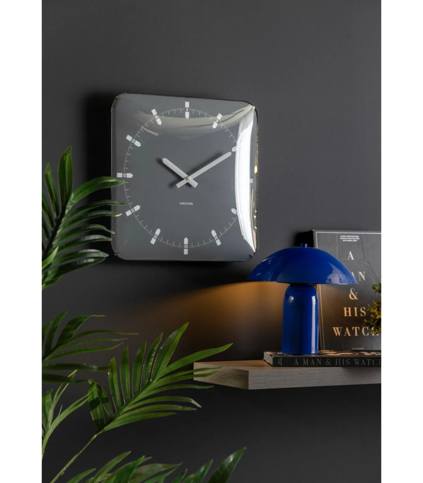 Wandklok Sucinto Dome Square - Grijs - 35x35x35cm