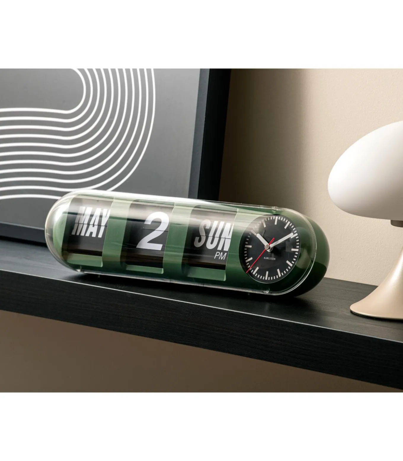 Wandklok Tube Flip - Jungle groen - 38x10x13.5cm