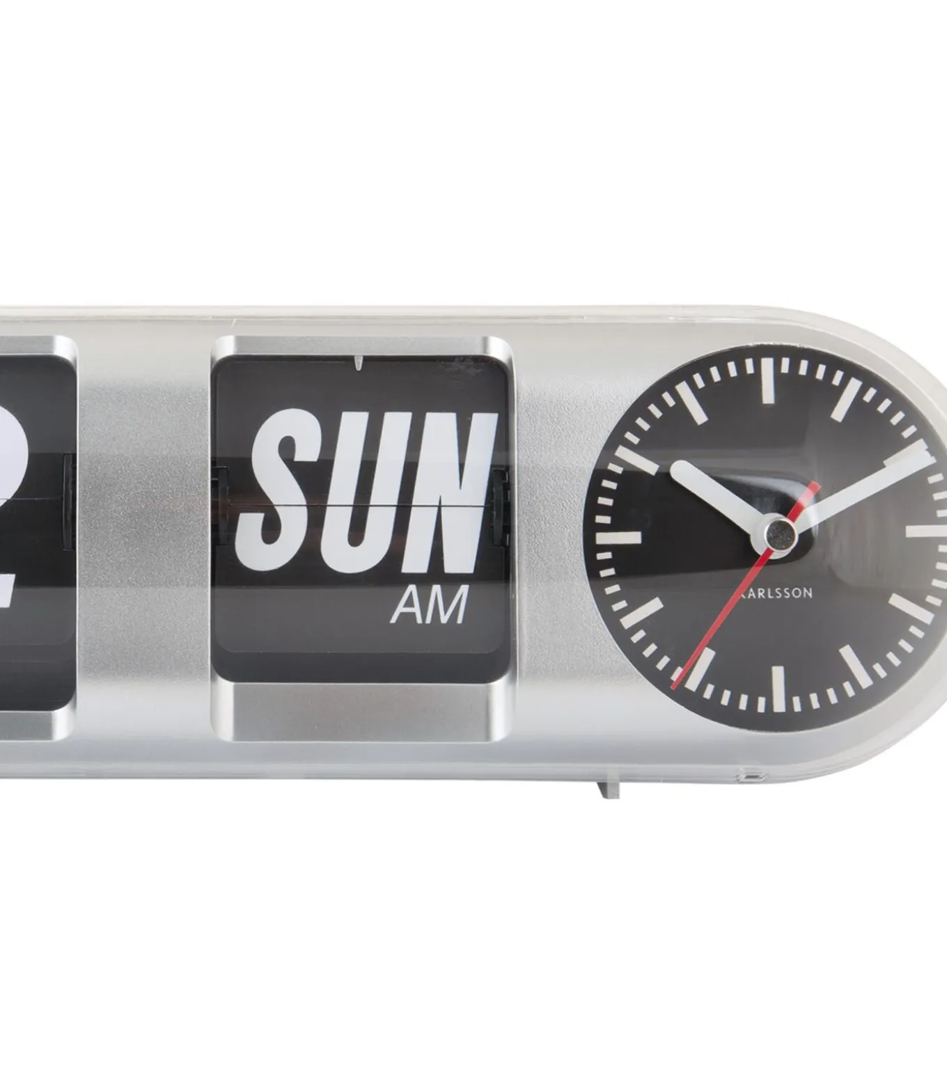 Wandklok Tube Flip - Zilver - 38x10x13.5cm