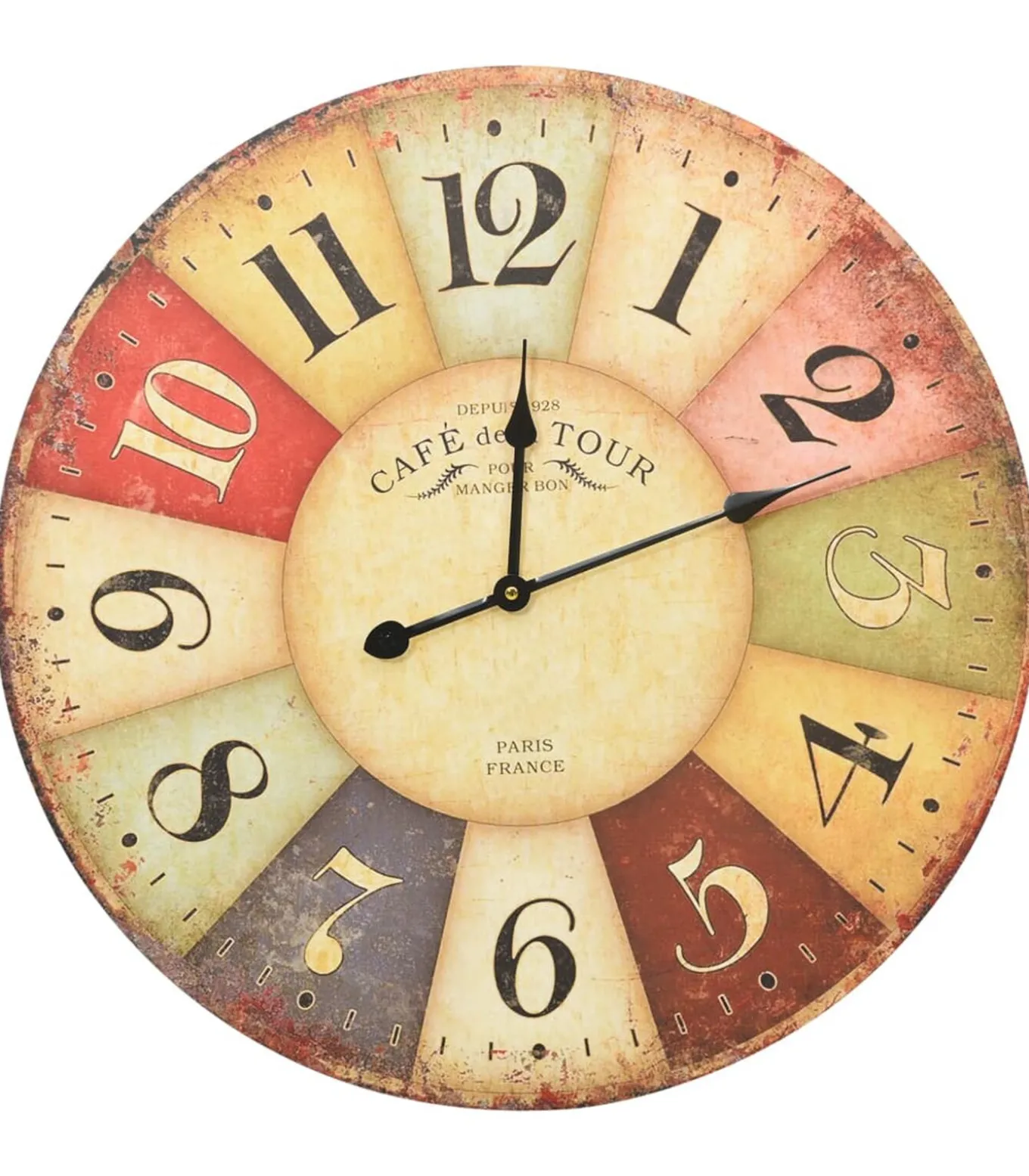 Wandklok vintage stijl 60 cm meerkleurig