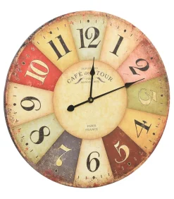 Wandklok vintage stijl 60 cm meerkleurig