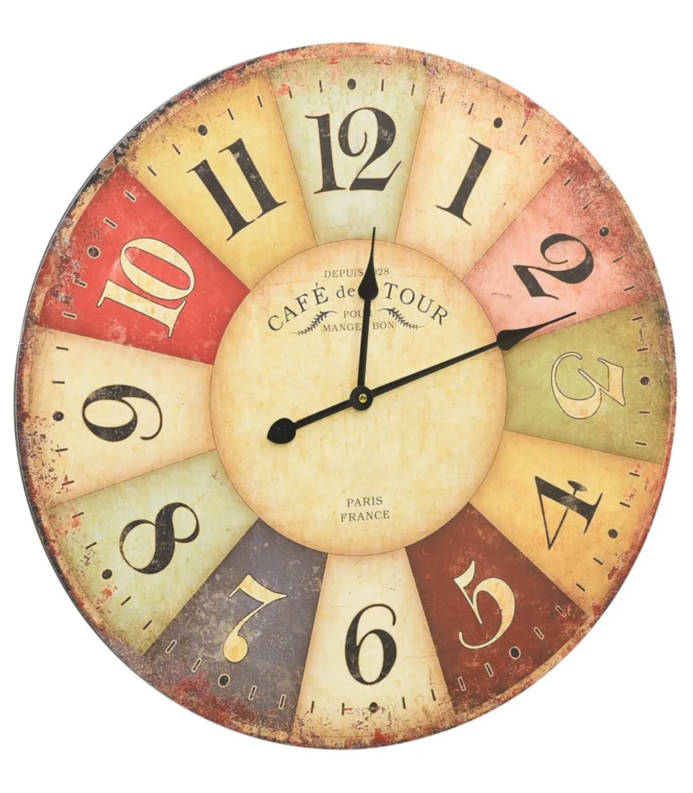 Wandklok vintage stijl 60 cm meerkleurig