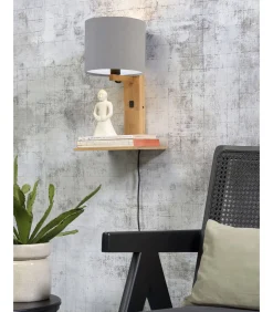 Wandlamp Andes - Bamboe/Lichtgrijs - 19x24x36cm