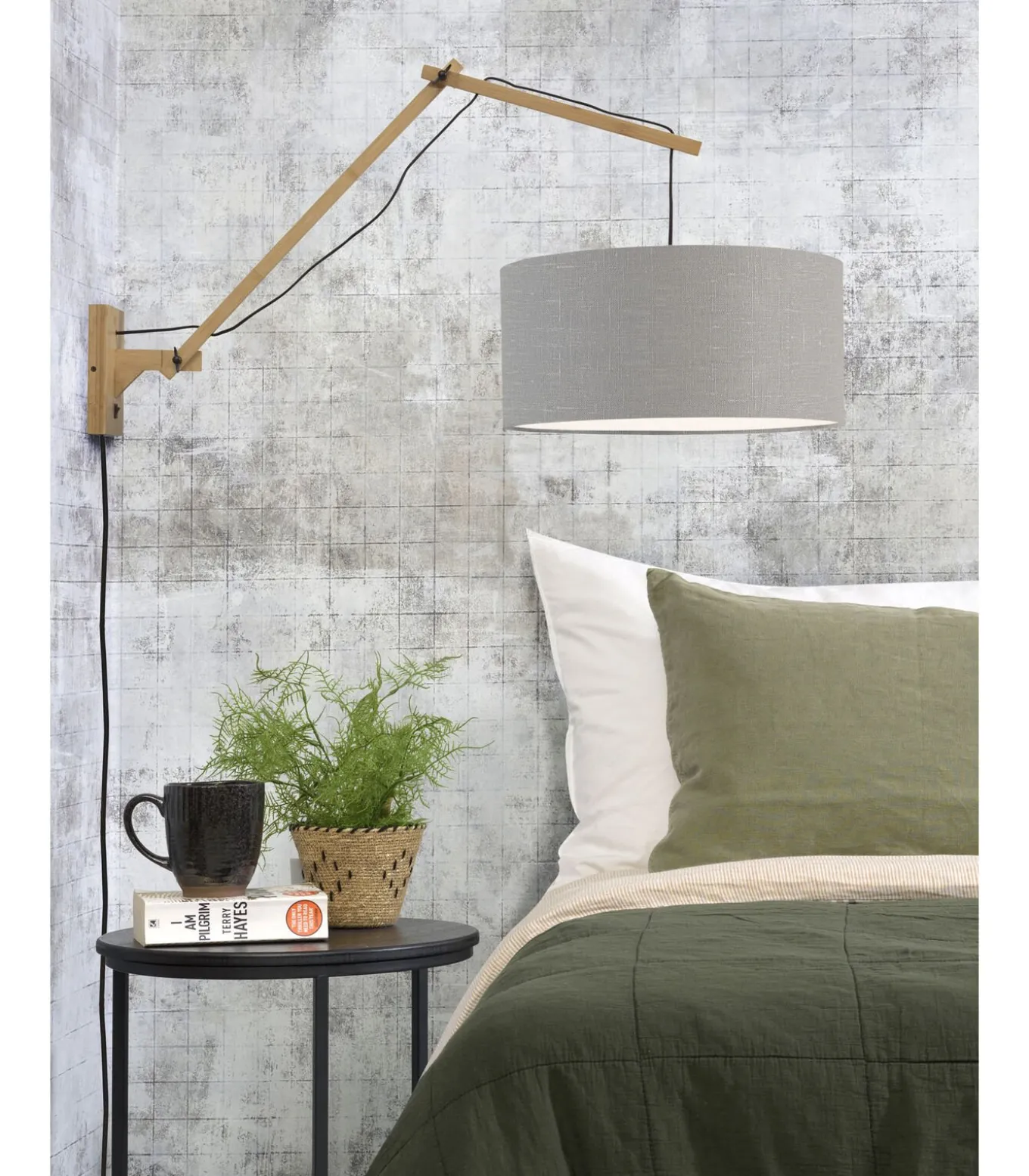 Wandlamp Andes - Bamboe/Lichtgrijs - 95x47x55cm