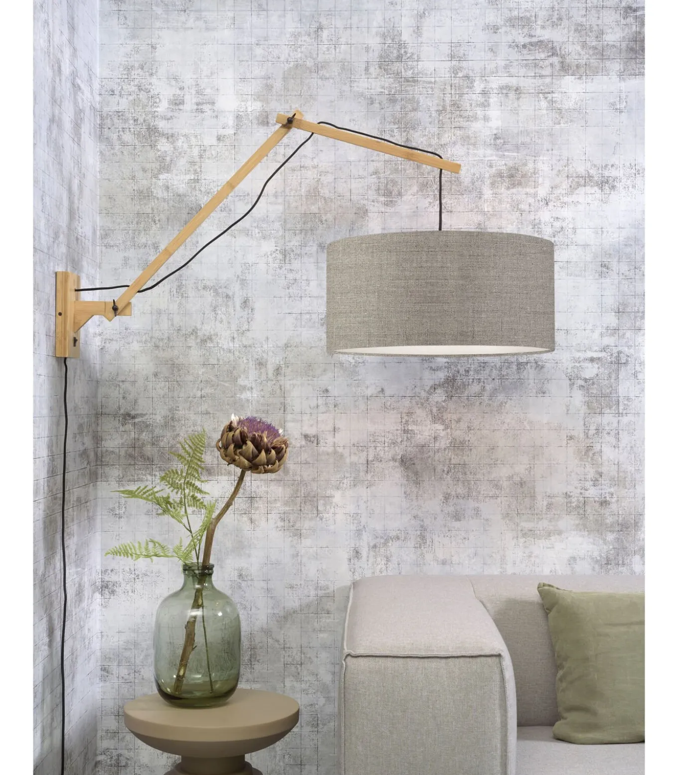 Wandlamp Andes - Bamboe/Taupe - 95x47x55cm