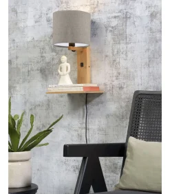 Wandlamp Andes - Bamboe/Taupe - 19x24x36cm