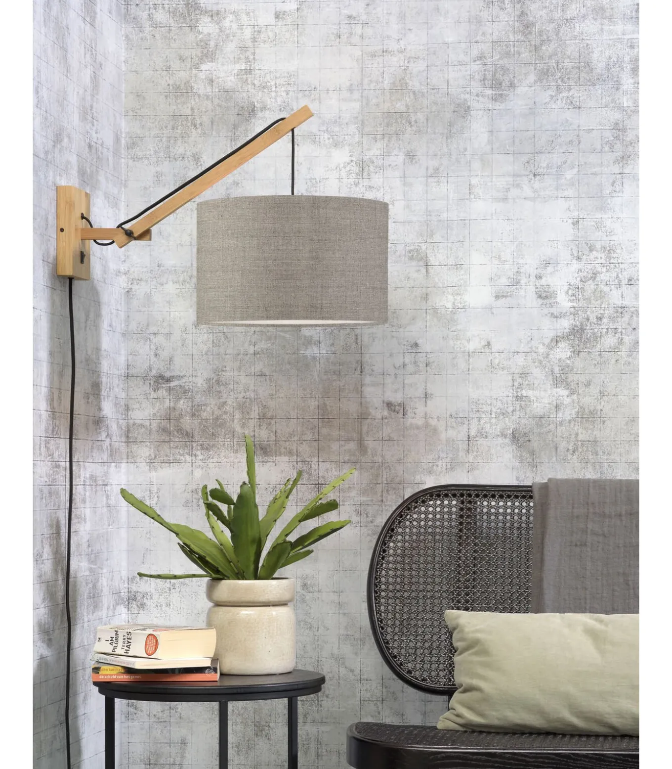 Wandlamp Andes - Bamboe/Taupe - 50x32x45cm