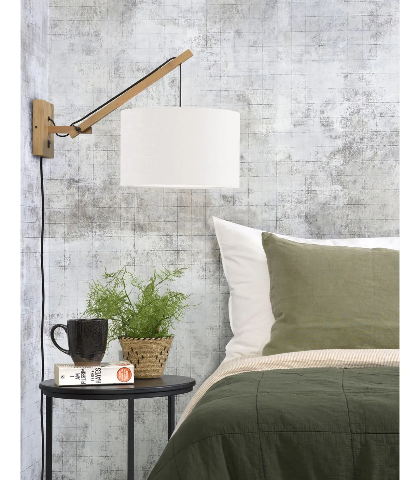 Wandlamp Andes - Bamboe/Wit - 50x32x45cm