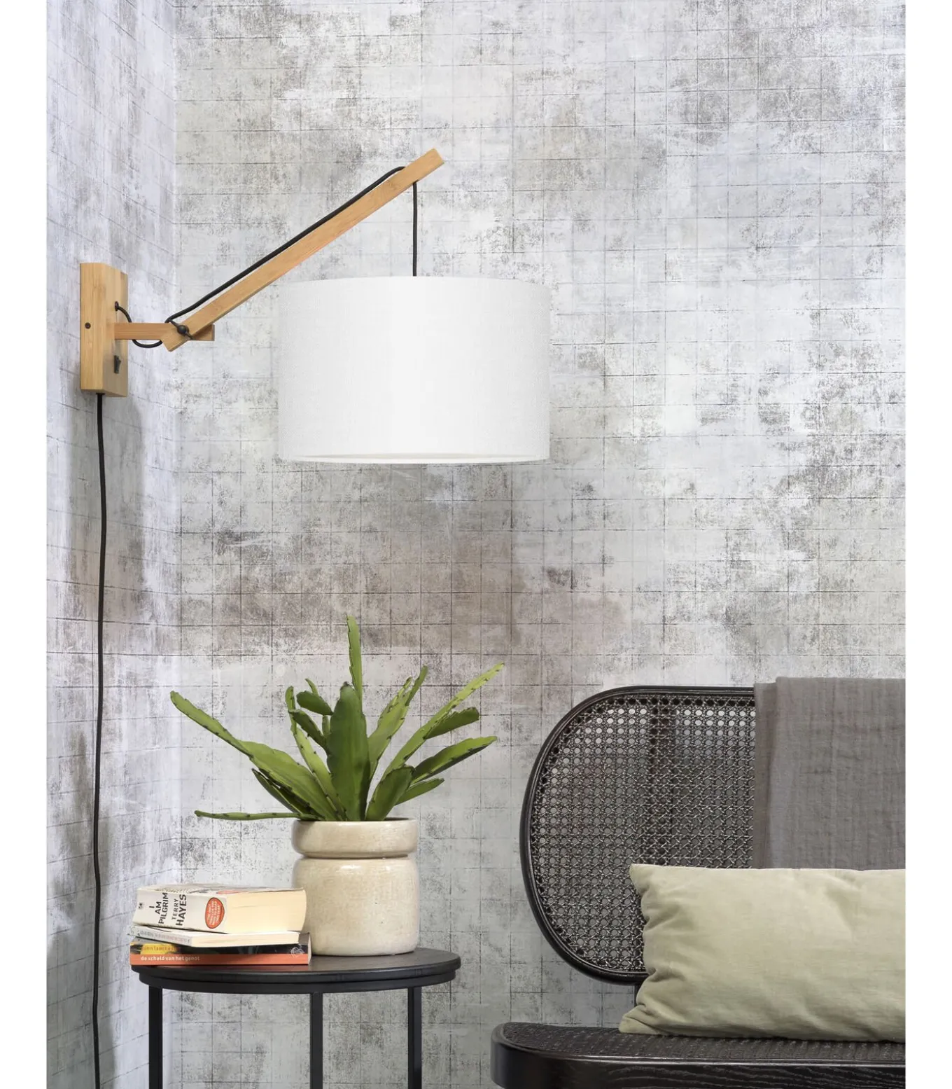 Wandlamp Andes - Bamboe/Wit - 50x32x45cm