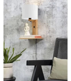 Wandlamp Andes - Bamboe/Wit - 19x24x36cm