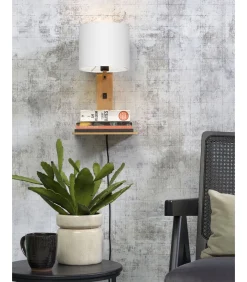 Wandlamp Andes - Bamboe/Wit - 19x24x36cm