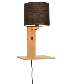 Wandlamp Andes - Bamboe/Zwart - 19x24x36cm