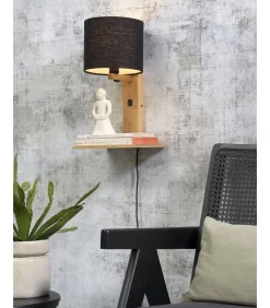 Wandlamp Andes - Bamboe/Zwart - 19x24x36cm