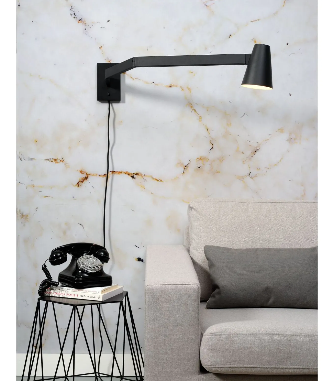 Wandlamp Biarritz - Zwart - 89x12x25cm